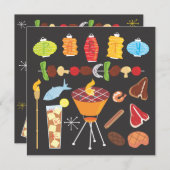 Invitation au barbecue du milieu du siècle rétro (Devant / Derrière)