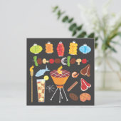 Invitation au barbecue du milieu du siècle rétro (Debout devant)