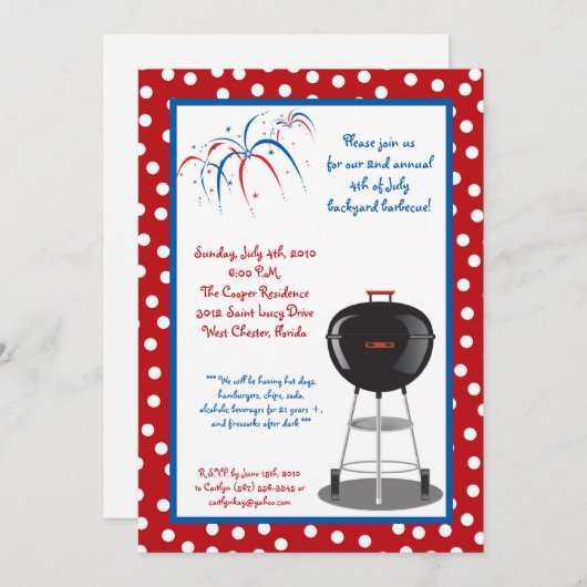Invitation au barbecue du quatrième 4 juillet (Devant / Derrière)
