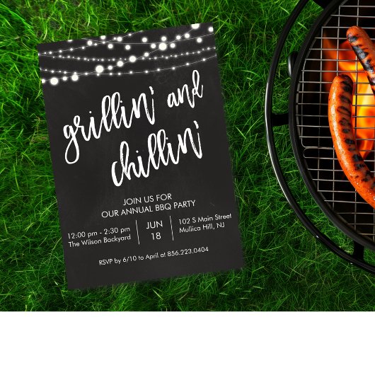 Invitation au barbecue Grillin et Chillin Chalkboa