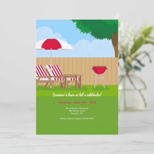 Invitation au barbecue jardin (Debout devant)