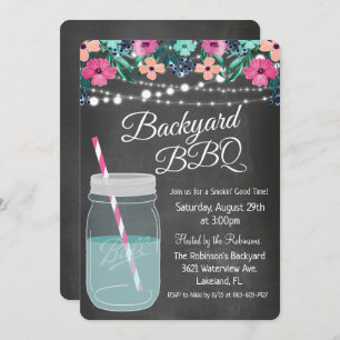 Invitation au barbecue Jardin Mason Jar