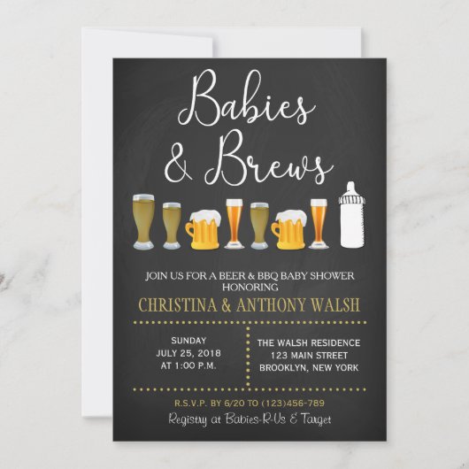 Invitation au barbecue pour bébés et Baby showers  (Devant)