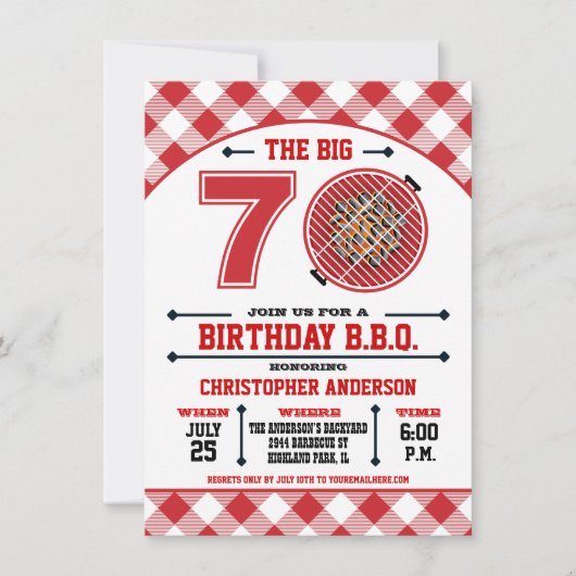 Invitation au barbecue pour les 70 ans (Devant)