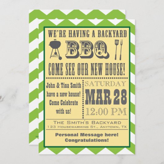 Invitation au barbecue vert pour réchauffer les ma (Devant / Derrière)