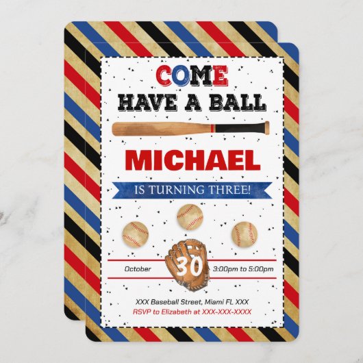 Invitation au baseball (Devant / Derrière)