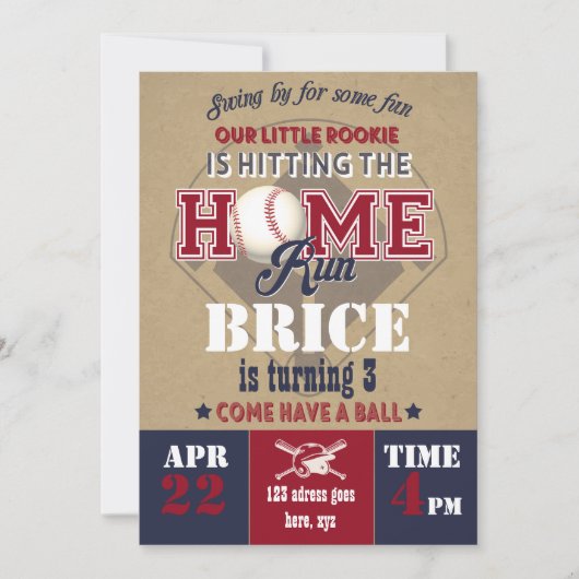 Invitation au baseball (Devant)