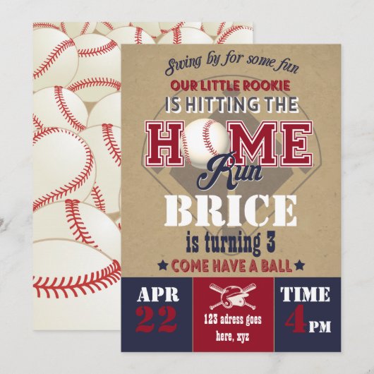 Invitation au baseball (Devant / Derrière)