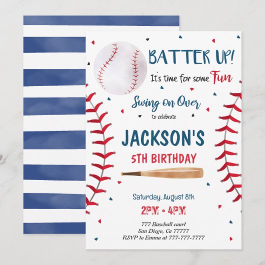 Invitation au baseball (Devant / Derrière)