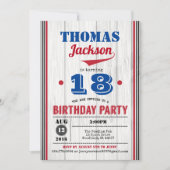 Invitation au baseball 18e anniversaire. Bois rust (Devant)