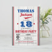 Invitation au baseball 18e anniversaire. Bois rust (Debout devant)