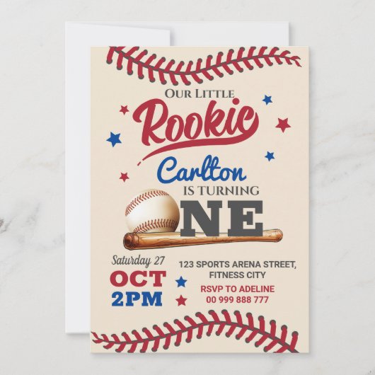 Invitation au baseball 1er premier anniversaire (Devant)