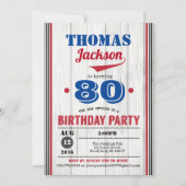 Invitation au baseball 90e anniversaire. Bois rust (Devant)