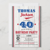 Invitation au baseball à l'anniversaire de 40 ans. (Devant)