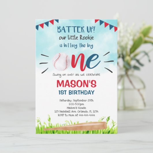 Invitation au baseball bleu clair (Debout devant)