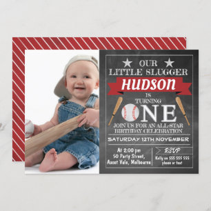 Invitation au baseball de Chalkboard 1er anniversa