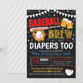 Invitation au baseball et au Baby shower de la biè (Devant / Derrière)