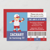 Invitation au billet d'anniversaire du Red Basebal (Devant / Derrière)