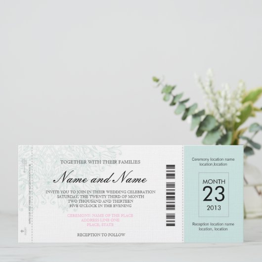 Invitation au billet d'avion Mariage (Debout devant)