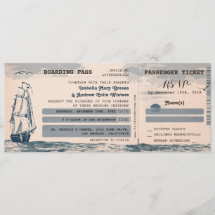 Invitation au billet de mariage de destination