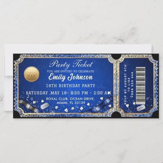 Invitation au billet de parti doré (Devant)
