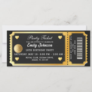 Invitation au billet de parti doré