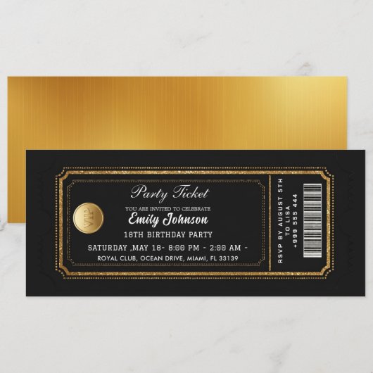 Invitation au Billet de Parti Doré 2026 (Devant / Derrière)