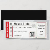 Invitation au billet de soirée cinéma (Devant / Derrière)