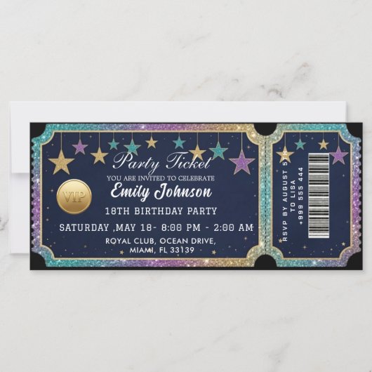 Invitation au billet d'or de la fête (Devant)