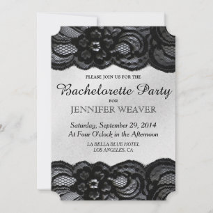 Invitation au Black Lace and Satin Bachelorette Pa
