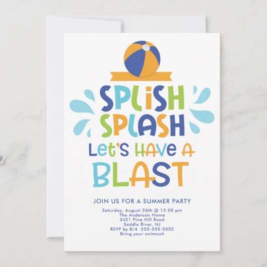 Invitation Au Blast Pool (Devant)