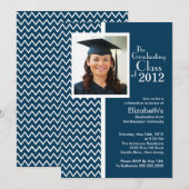 Invitation au Blue Chevron Photo Graduation Party (Devant / Derrière)