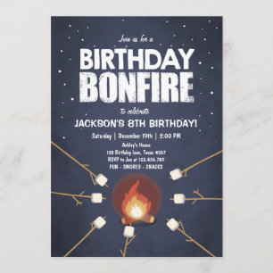 Invitation au Bonfire Campout Cookparty d'annivers