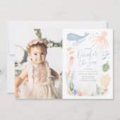 Invitation Au bord de la mer 1er anniversaire Photo (Devant)