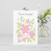 Invitation au bouquet floral rose Plum doux (Debout devant)