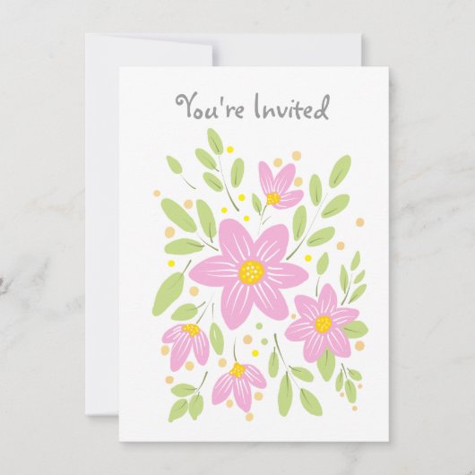 Invitation au bouquet floral rose Plum doux (Devant)