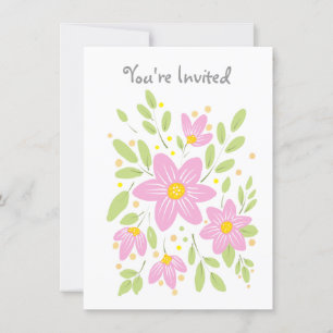 Invitation au bouquet floral rose Plum doux