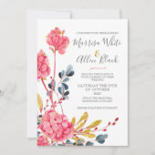 Invitation au bouquet floral rose vif (Devant)