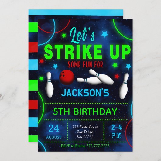 Invitation au bowling (Devant / Derrière)