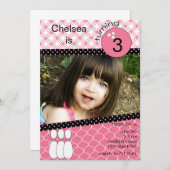 Invitation au bowling de filles roses modernes ave (Devant / Derrière)