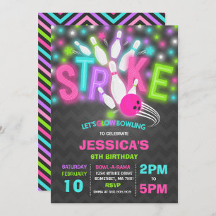 Invitation au bowling de glow Neon Glow Bowling Pa