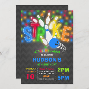 Invitation au bowling de glow Neon Glow Bowling Pa