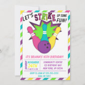 Invitation au bowling pour l'anniversaire d'une fi (Devant)