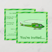 Invitation au Boy's Birthday Party avec hélicoptèr (Devant / Derrière)