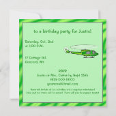 Invitation au Boy's Birthday Party avec hélicoptèr (Dos)