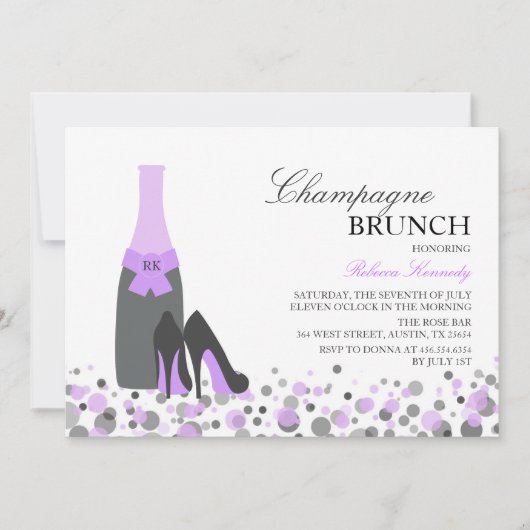 Invitation au brunch au champagne pour une douche (Devant)