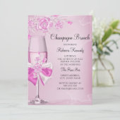 Invitation au brunch au champagne Pretty Pink Rose (Debout devant)