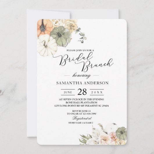 Invitation au brunch automnal de mariage | Citroui (Devant)