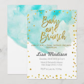 Invitation au brunch Baby shower à la menthe bleue (Devant / Derrière)