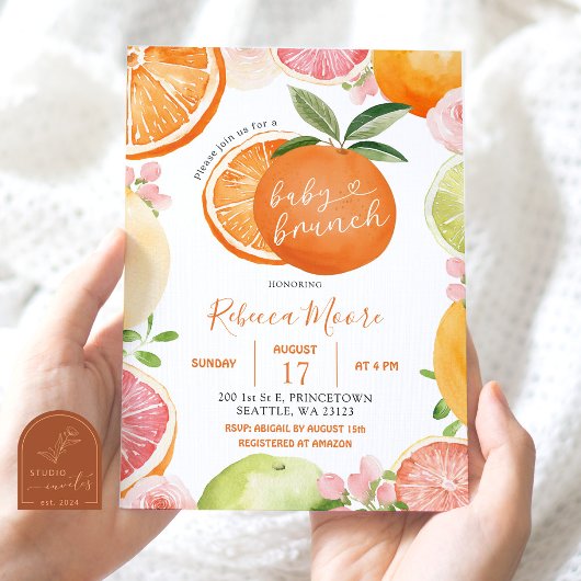 Invitation au brunch de bébé d'été aux fruits d'ag